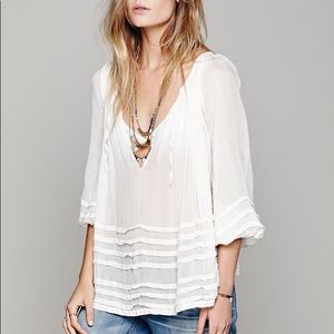FREE PEOPLE Tie that Binds Rayon Peasant Blouse